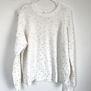 Maurices white and gold polka dot crew neck sweater